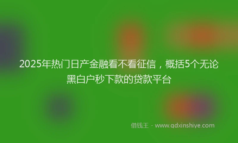 2025年热门日产金融看不看征信，概括5个无论黑白户秒下款的贷款平台
