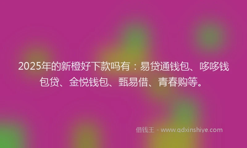 2025年的新橙好下款吗有：易贷通钱包、哆哆钱包贷、金悦钱包、甄易借、青春购等。