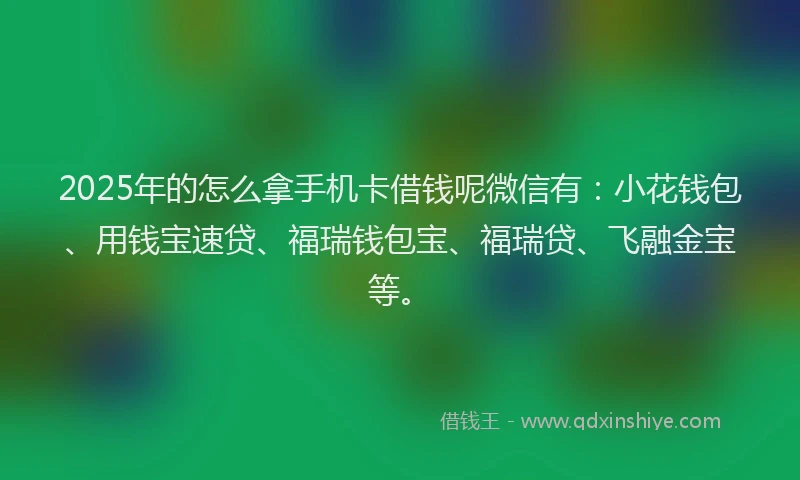 2025年的怎么拿手机卡借钱呢微信有：小花钱包、用钱宝速贷、福瑞钱包宝、福瑞贷、飞融金宝等。