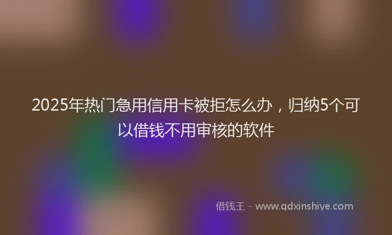 2025年热门急用信用卡被拒怎么办，归纳5个可以借钱不用审核的软件