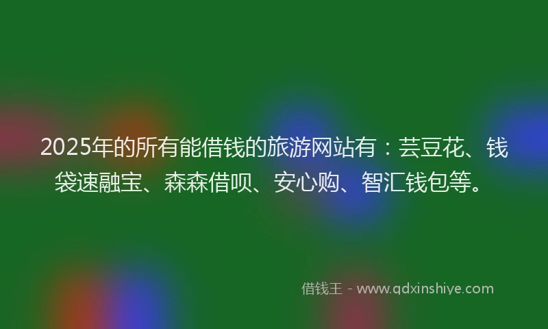 2025年的所有能借钱的旅游网站有：芸豆花、钱袋速融宝、森森借呗、安心购、智汇钱包等。