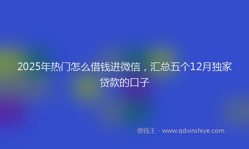 2025年热门怎么借钱进微信，汇总五个12月独家贷款的口子