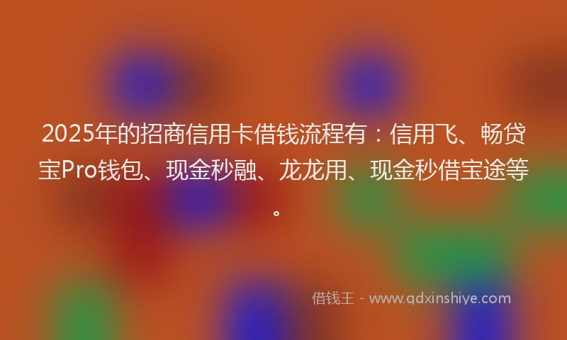 2025年的招商信用卡借钱流程有：信用飞、畅贷宝Pro钱包、现金秒融、龙龙用、现金秒借宝途等。
