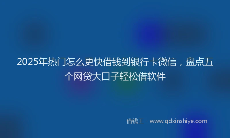 2025年热门怎么更快借钱到银行卡微信，盘点五个网贷大口子轻松借软件
