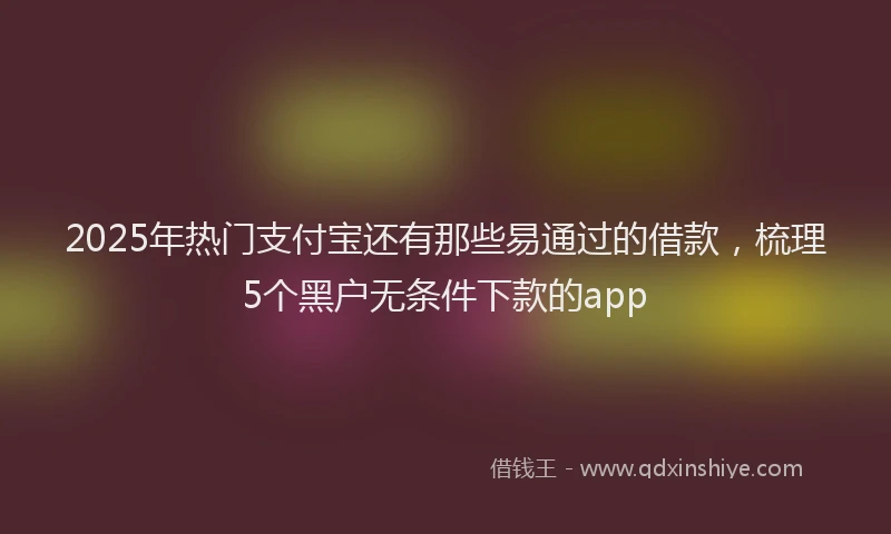 2025年热门支付宝还有那些易通过的借款，梳理5个黑户无条件下款的app