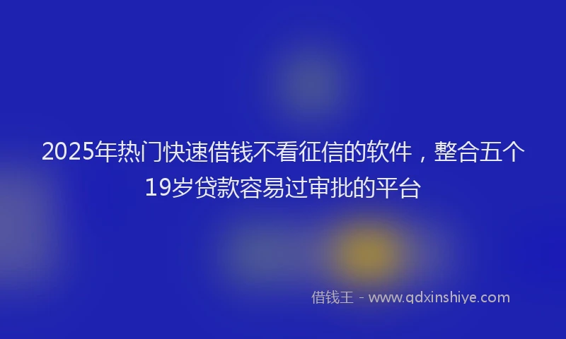 2025年热门快速借钱不看征信的软件，整合五个19岁贷款容易过审批的平台