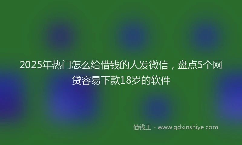 2025年热门怎么给借钱的人发微信，盘点5个网贷容易下款18岁的软件
