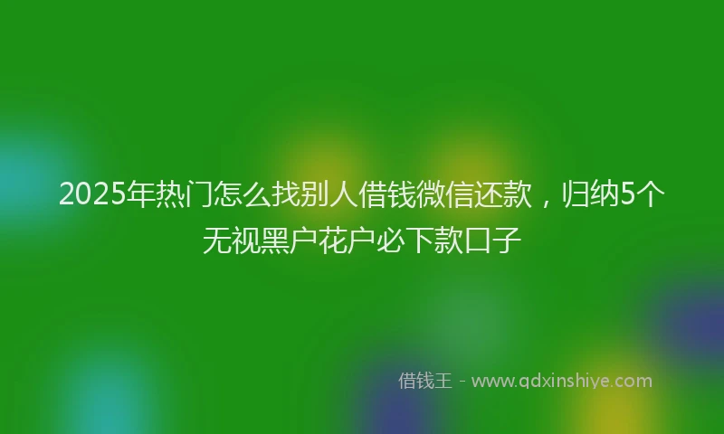 2025年热门怎么找别人借钱微信还款，归纳5个无视黑户花户必下款口子