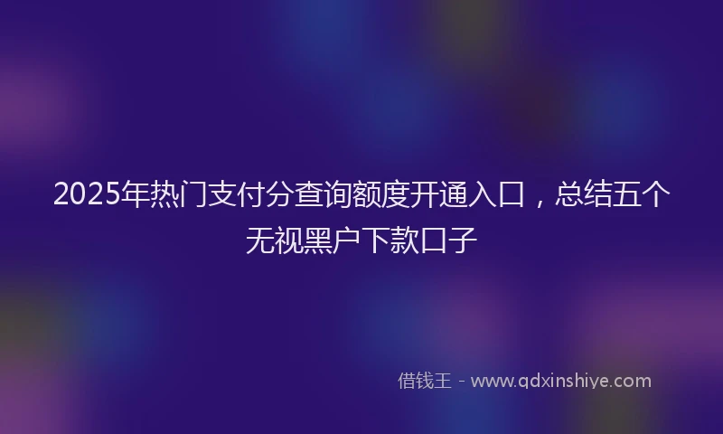2025年热门支付分查询额度开通入口，总结五个无视黑户下款口子