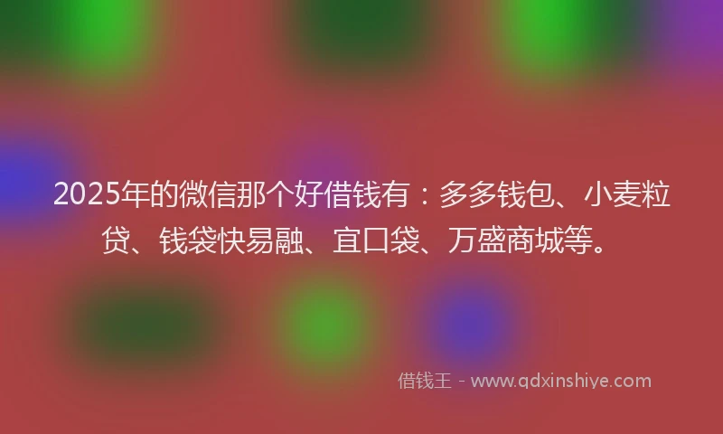2025年的微信那个好借钱有：多多钱包、小麦粒贷、钱袋快易融、宜口袋、万盛商城等。