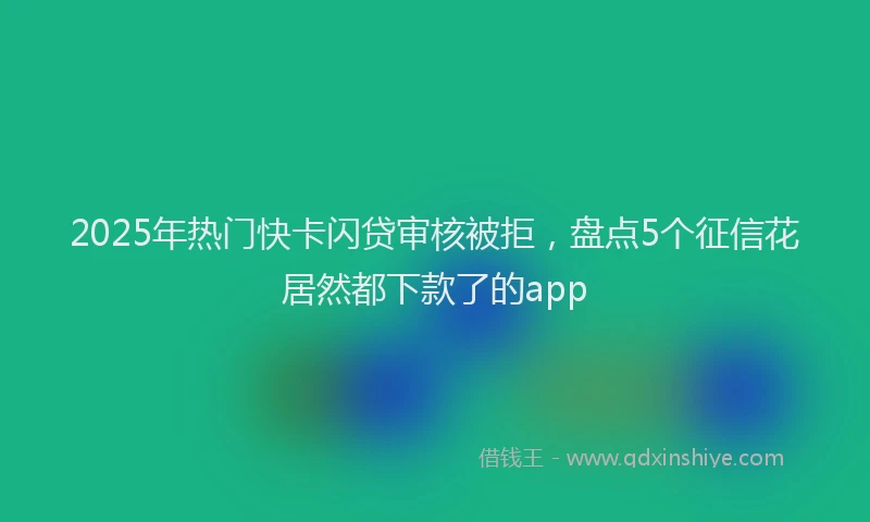 2025年热门快卡闪贷审核被拒，盘点5个征信花居然都下款了的app