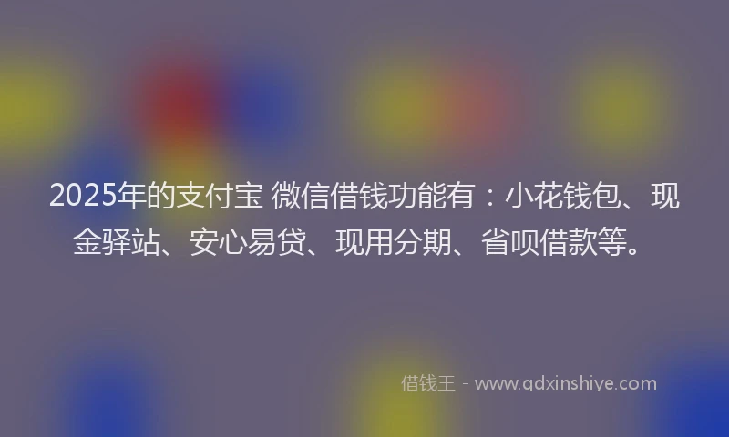 2025年的支付宝 微信借钱功能有：小花钱包、现金驿站、安心易贷、现用分期、省呗借款等。