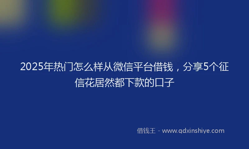 2025年热门怎么样从微信平台借钱，分享5个征信花居然都下款的口子