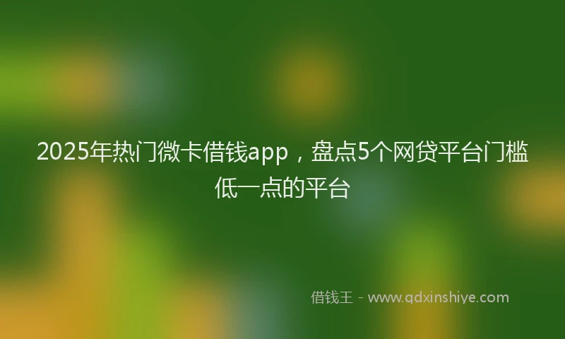 2025年热门微卡借钱app，盘点5个网贷平台门槛低一点的平台