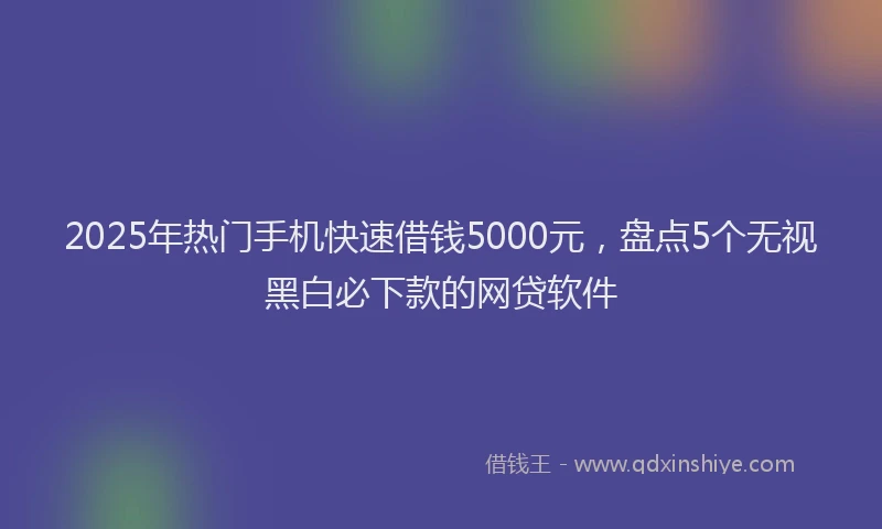 2025年热门手机快速借钱5000元，盘点5个无视黑白必下款的网贷软件
