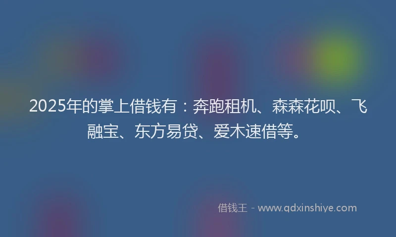 2025年的掌上借钱有：奔跑租机、森森花呗、飞融宝、东方易贷、爱木速借等。