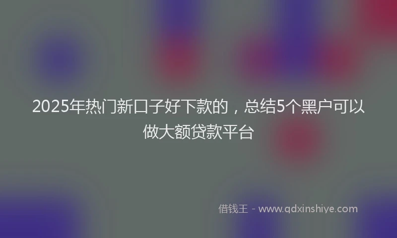2025年热门新口子好下款的，总结5个黑户可以做大额贷款平台