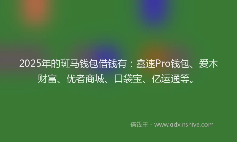 2025年的斑马钱包借钱有：鑫速Pro钱包、爱木财富、优者商城、口袋宝、亿运通等。