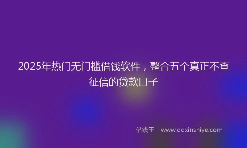 2025年热门无门槛借钱软件，整合五个真正不查征信的贷款口子