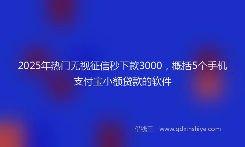 2025年热门无视征信秒下款3000，概括5个手机支付宝小额贷款的软件