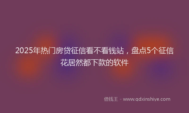2025年热门房贷征信看不看钱站，盘点5个征信花居然都下款的软件