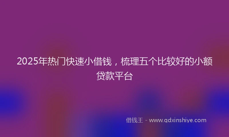 2025年热门快速小借钱，梳理五个比较好的小额贷款平台