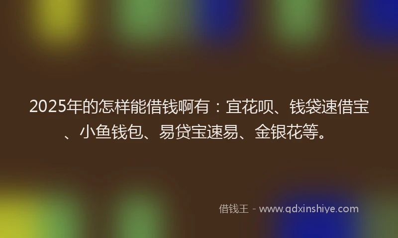 2025年的怎样能借钱啊有：宜花呗、钱袋速借宝、小鱼钱包、易贷宝速易、金银花等。