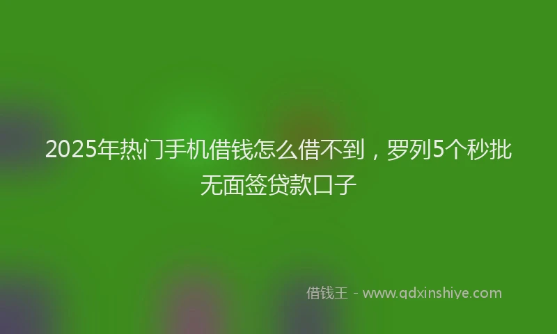 2025年热门手机借钱怎么借不到，罗列5个秒批无面签贷款口子