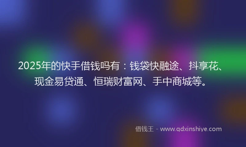 2025年的快手借钱吗有：钱袋快融途、抖享花、现金易贷通、恒瑞财富网、手中商城等。