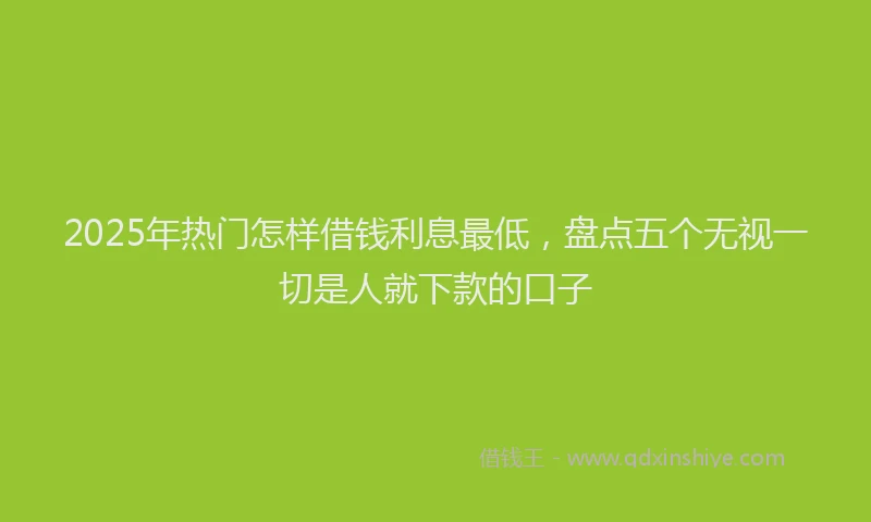 2025年热门怎样借钱利息最低，盘点五个无视一切是人就下款的口子