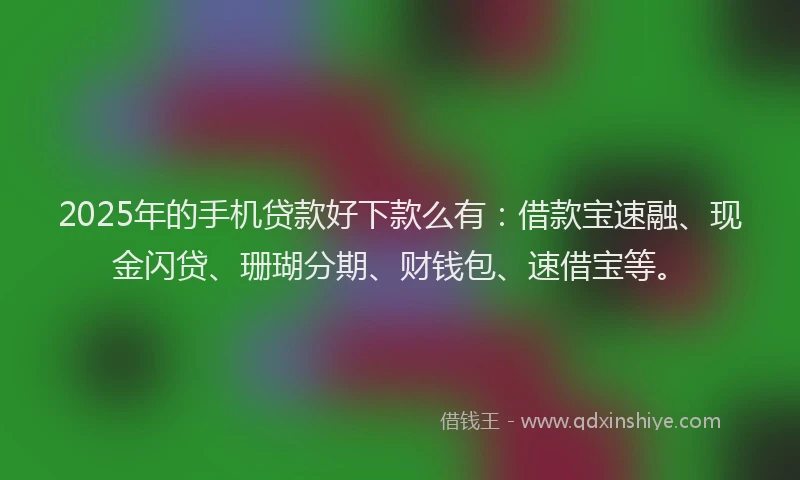 2025年的手机贷款好下款么有：借款宝速融、现金闪贷、珊瑚分期、财钱包、速借宝等。