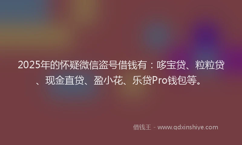 2025年的怀疑微信盗号借钱有：哆宝贷、粒粒贷、现金直贷、盈小花、乐贷Pro钱包等。