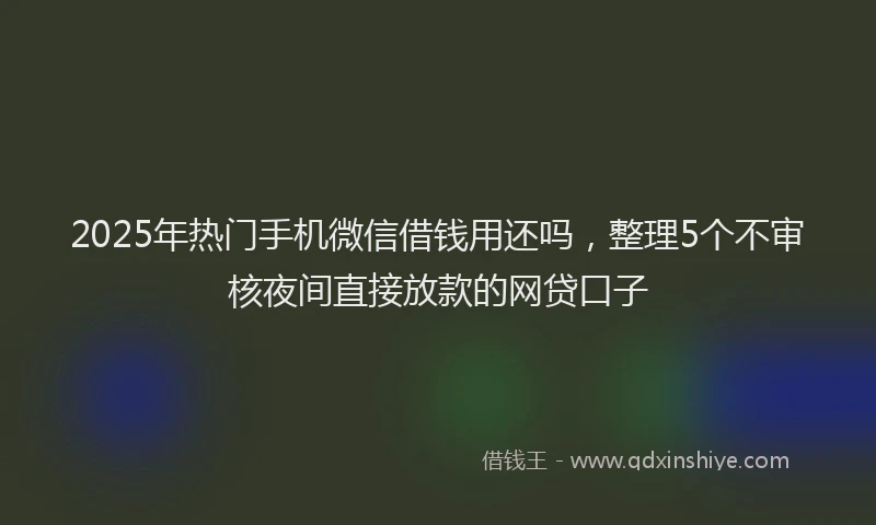 2025年热门手机微信借钱用还吗，整理5个不审核夜间直接放款的网贷口子