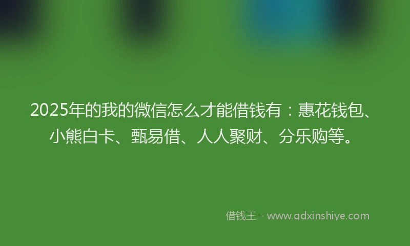 2025年的我的微信怎么才能借钱有：惠花钱包、小熊白卡、甄易借、人人聚财、分乐购等。