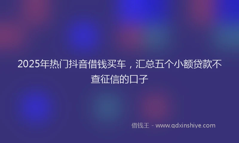 2025年热门抖音借钱买车，汇总五个小额贷款不查征信的口子