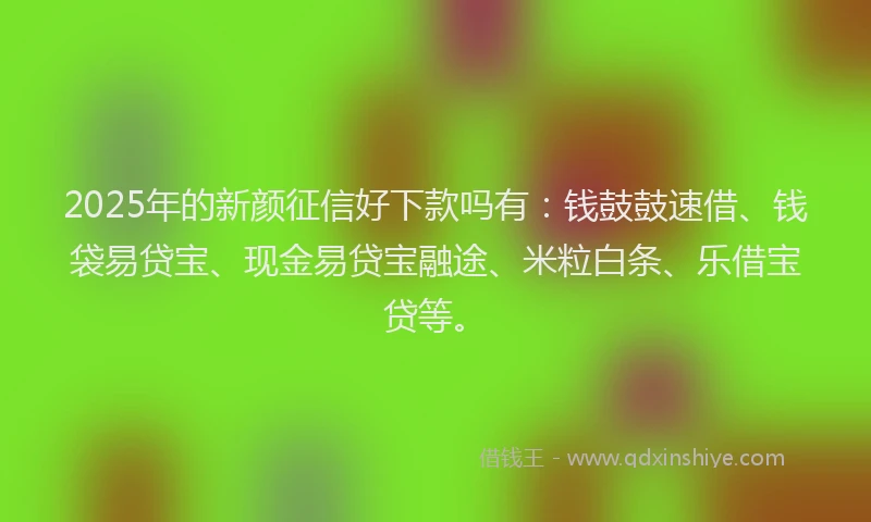 2025年的新颜征信好下款吗有：钱鼓鼓速借、钱袋易贷宝、现金易贷宝融途、米粒白条、乐借宝贷等。