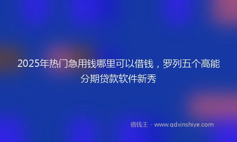 2025年热门急用钱哪里可以借钱，罗列五个高能分期贷款软件新秀