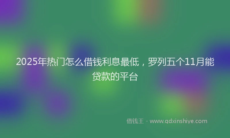 2025年热门怎么借钱利息最低，罗列五个11月能贷款的平台