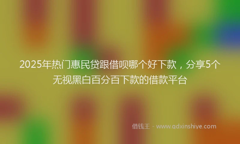 2025年热门惠民贷跟借呗哪个好下款，分享5个无视黑白百分百下款的借款平台