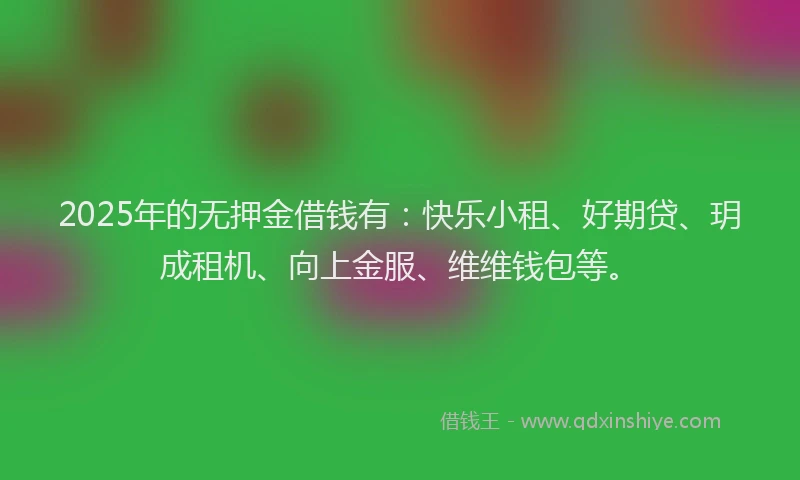 2025年的无押金借钱有：快乐小租、好期贷、玥成租机、向上金服、维维钱包等。