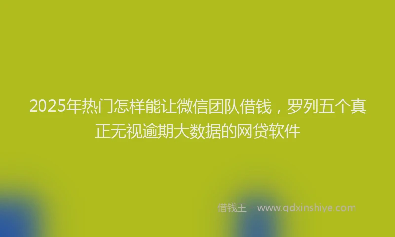 2025年热门怎样能让微信团队借钱，罗列五个真正无视逾期大数据的网贷软件