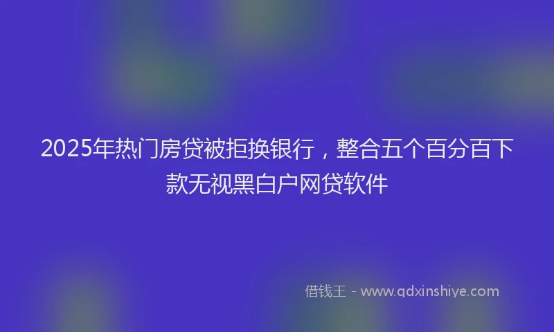 2025年热门房贷被拒换银行，整合五个百分百下款无视黑白户网贷软件