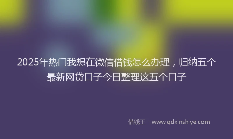2025年热门我想在微信借钱怎么办理，归纳五个最新网贷口子今日整理这五个口子