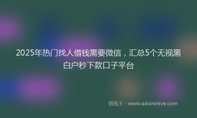 2025年热门找人借钱需要微信，汇总5个无视黑白户秒下款口子平台