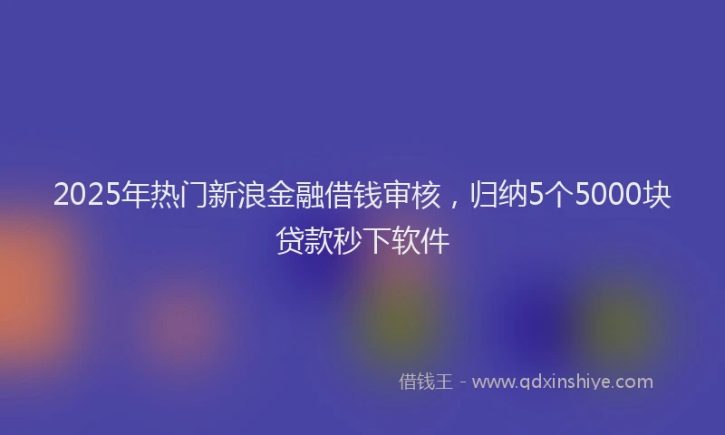 2025年热门新浪金融借钱审核，归纳5个5000块贷款秒下软件
