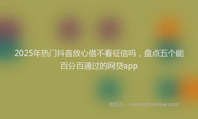 2025年热门抖音放心借不看征信吗，盘点五个能百分百通过的网贷app