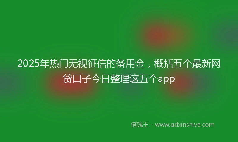 2025年热门无视征信的备用金，概括五个最新网贷口子今日整理这五个app