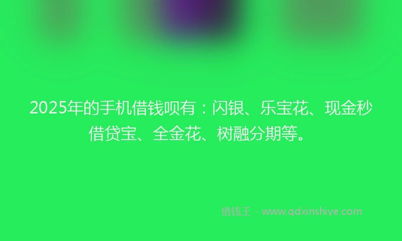 2025年的手机借钱呗有：闪银、乐宝花、现金秒借贷宝、全金花、树融分期等。
