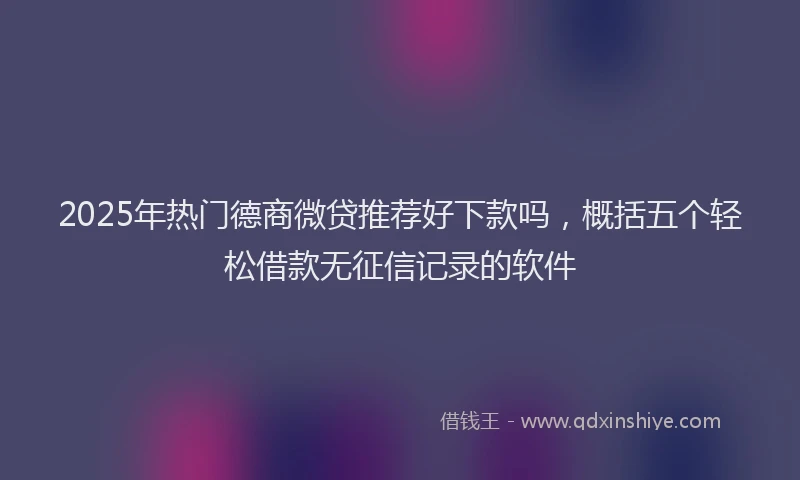 2025年热门德商微贷推荐好下款吗，概括五个轻松借款无征信记录的软件