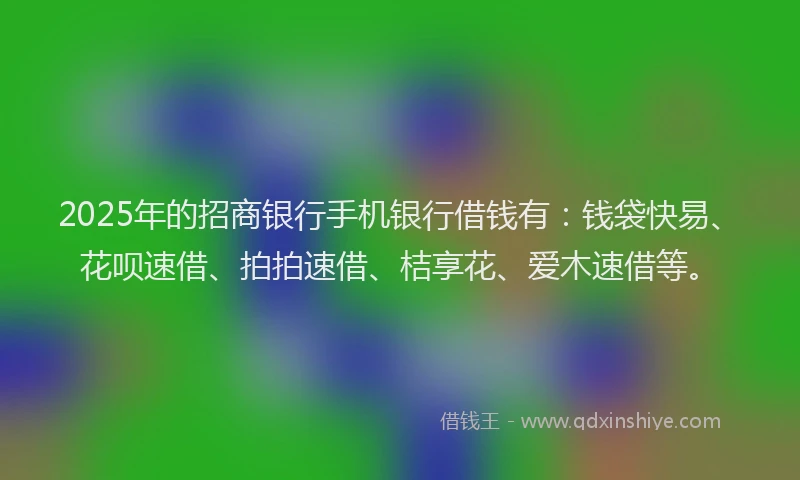 2025年的招商银行手机银行借钱有：钱袋快易、花呗速借、拍拍速借、桔享花、爱木速借等。